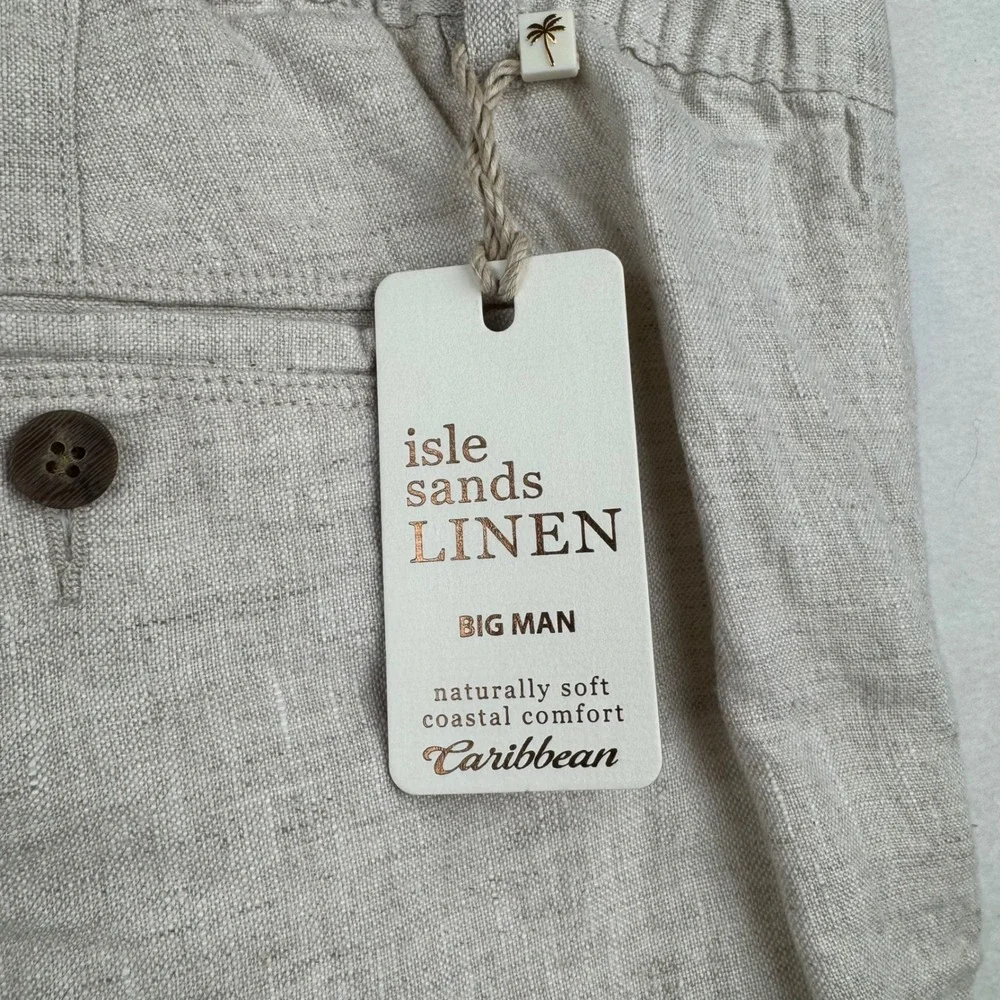 Isle Sands Linen Big Man Shorts 50 Beige Coastal Casual‎ 10